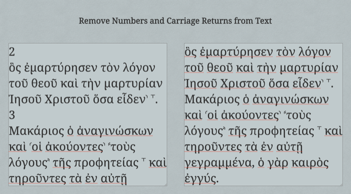 Remove Numbers and Carriage Returns from Text