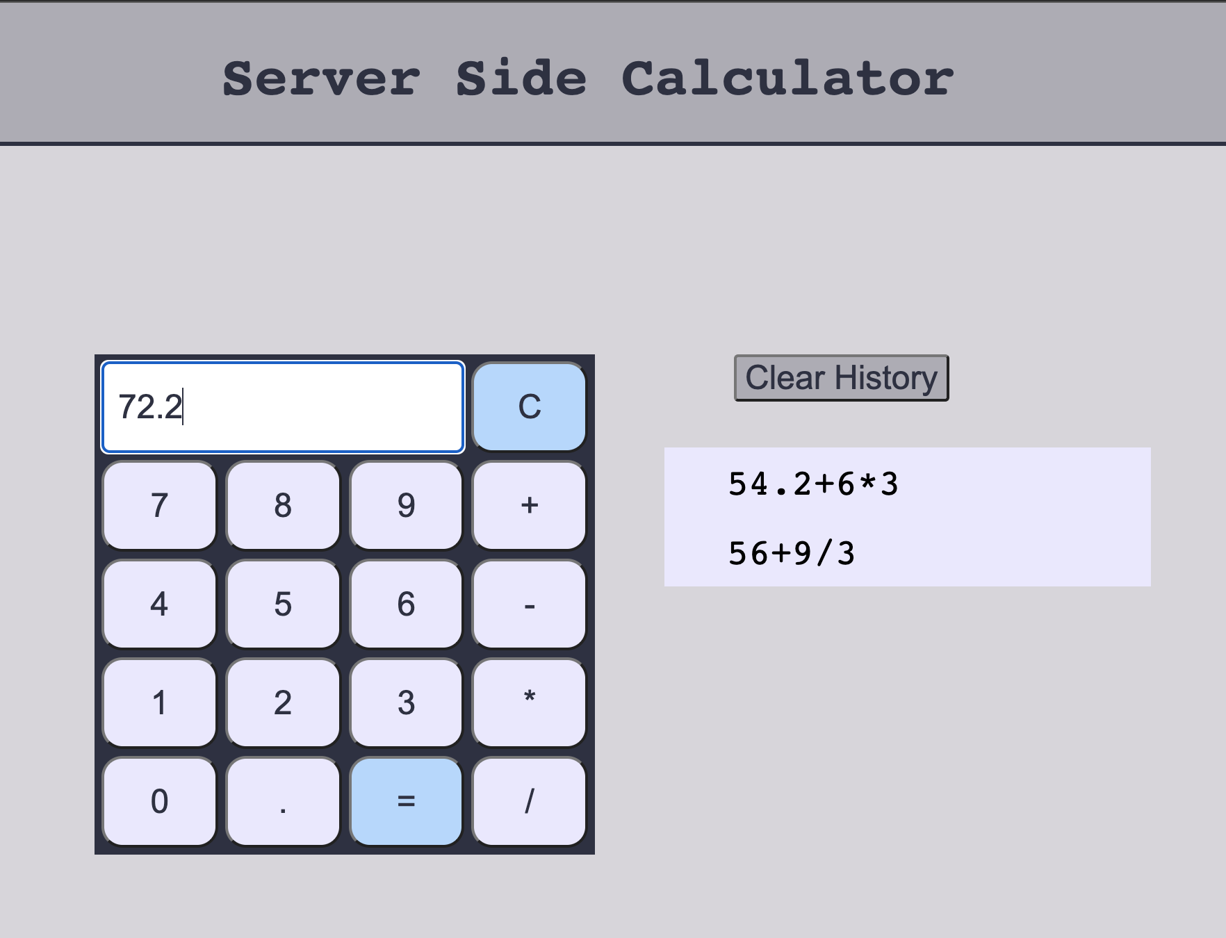 JQuery Server Calculator (Node Express jQuery)